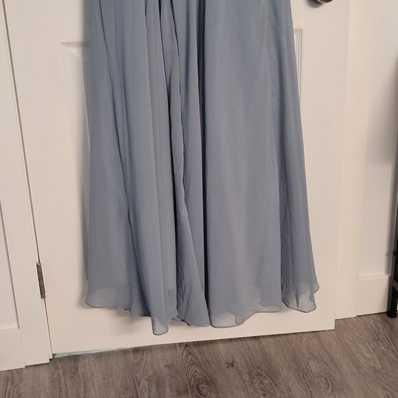 Women Long Maxi gown dress formal bride Prom Gala- Fits Size 14- Dusty Blue/grey - Picture 9 of 9